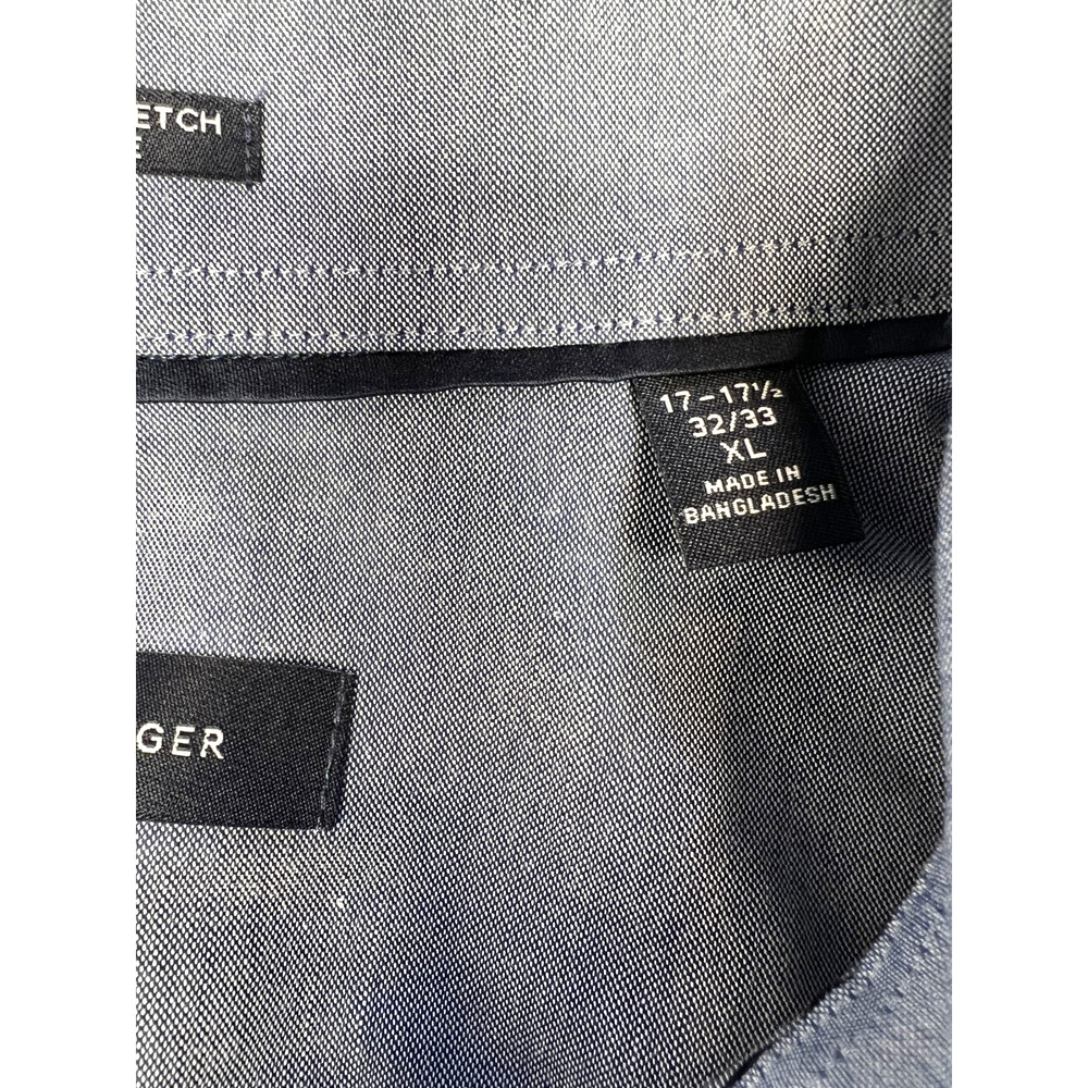 Tommy Hilfiger Mens Wrinkle Free Stretch Regular Fit Dress Shirt XL Blue - Picture 5 of 11